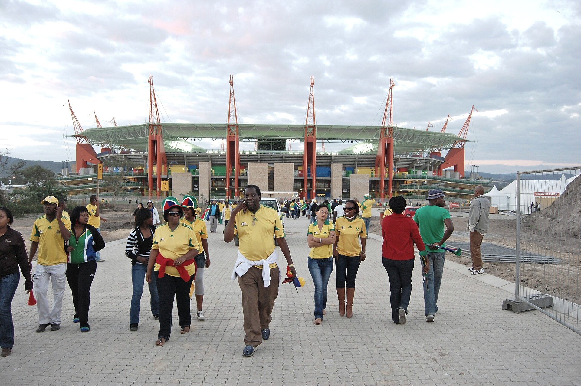 A crowd at a sports stadium