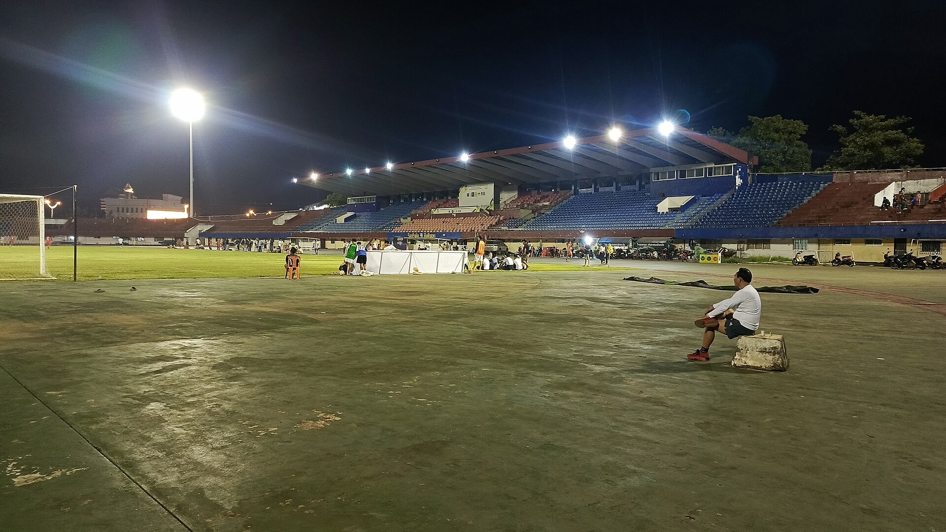 A crowd at a sports stadium
