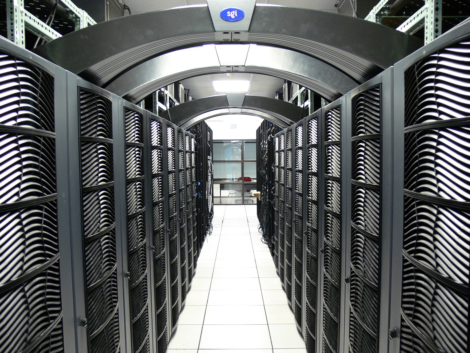 Rows of servers in a data centre